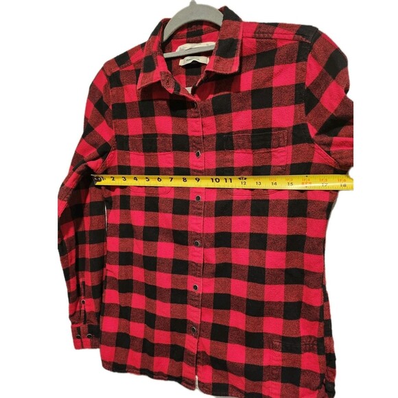 WOOLRICH Women's Flannel Pemberton Cotton Button Front Red Black Check Small - Picture 5 of 8